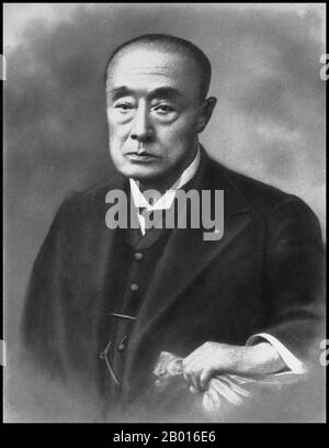 Japan: Tokugawa Yoshinobu (28. Oktober 28 1837 – 22. November 1913), 15. Und letzter Herrscher des Tokugawa Shogunats (r. 1866-1867). Porträt, ca. Ende des 19. Jahrhunderts. Tokugawa Yoshinobu, geborene Matsudaira Shichiromaro und auch bekannt als Keiki, war der 15. Und letzte Shogun des Tokugawa-Shogunats. Er wurde 1866 als Nachfolger von Tokugawa Iemochi ausgewählt und ordnete sofort massive Regierungsreformen an. Er modernisierte die japanische Armee und kaufte ausländische Ausrüstung, wurde aber 1867 durch die Rebellion von Daimyos zum Rücktritt gezwungen, was zum Boshin-Krieg führte. Yoshinobu ging in den ruhigen Ruhestand, als sich Japan veränderte. Stockfoto