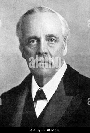 Schottland/Großbritannien: Arthur James Balfour, 1. Earl of Balfour (25. Juli 1848 - 19. März 1930), c. 1910s. Arthur James Balfour, 1. Earl of Balfour, war ein britischer konservativer Politiker und Staatsmann. Von Juli 1902 bis Dezember 1905 war er Premierminister des Vereinigten Königreichs und von seiner Ernennung zum Premierminister bis November 1911 Vorsitzender der Konservativen Partei. Von 1874 bis 1922 war er Parlamentsmitglied und diente von 1916 bis 1919 als Außenminister in der Koalitionsregierung von David Lloyd George. Stockfoto