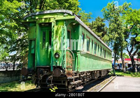 Persönlicher grüner Eisenbahnwagen von Joseph Stalin in seinem Geburtsort Gori, Georgia Stockfoto