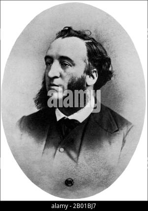 Frankreich: Jules François Camille Ferry (5. April 1832 - 17. März 1893) Premierminister von Frankreich (r. 1880-1881, r. 1883-1885). Foto von Gaspard-Félix Tournachon (6. April 1820 - 20. März 1910), c. 1880s. Nach der militärischen Niederlage Frankreichs durch Deutschland im Jahr 1870 bildete Ferry die Idee, ein großes Kolonialreich zu erwerben, hauptsächlich um der wirtschaftlichen Ausbeutung willen. In einer Rede vor der Abgeordnetenkammer am 28. Juli 1885 erklärte er, dass "die überlegenen Rassen ein Recht haben, weil sie eine Pflicht haben: Es ist ihre Pflicht, die minderwertigen Rassen zu zivilisieren". Stockfoto