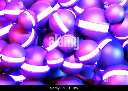 Hell-boll-Gradienten violett und blau abstrakt geometrisch. 3D-Rendering Stockfoto