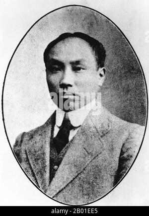 China: Chen Duxiu (8. Oktober 1879 - 27. Mai 1942), führende Persönlichkeit in der Bewegung vom 4. Mai, Mitbegründer der Kommunistischen Partei Chinas, Pädagogen, Philosoph, Politiker, c. 1920er. Chen Duxiu spielte viele verschiedene Rollen in der chinesischen Geschichte. Er war eine führende Figur in der antiimperialen Xinhai-Revolution und der Vierten Bewegung für Wissenschaft und Demokratie im Mai. Zusammen mit Li Dazhao war Chen 1921 Mitbegründer der Kommunistischen Partei Chinas. Er war ihr erster Generalsekretär. Chen war Pädagogen, Philosoph und Politiker. Seine Heimat war in Anqing (安慶), Anhui. Stockfoto
