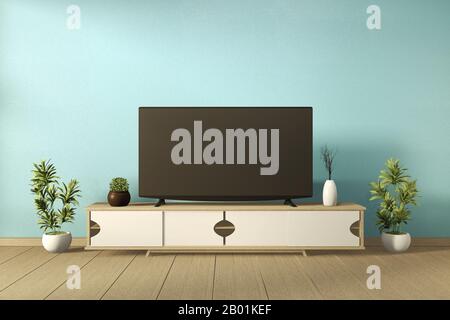Mock up Mint modern style - leeres Rauminterior - minimales Design. 3D-Rendering Stockfoto
