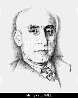 Iran/Persien: Mohammad Mosaddegh oder Mosaddeq, auch Mosadeck oder Musaddiq (16. Juni 1882 - 5. März 1967), Premierminister Irans von 1951 bis zu seinem Sturz durch einen Staatsstreich 1953. Portrait, ca. 1950er Jahre Die Regierung Mossadeq führte eine breite Palette von sozialen Reformen ein, war aber am bemerkenswertesten für die Verstaatlichung der iranischen Ölindustrie, die seit 1913 durch die anglo-persische Ölgesellschaft unter britischer Kontrolle stand. Mosaddegh wurde am 19. August 1953 durch einen Putsch von der CIA der Vereinigten Staaten auf Ersuchen des britischen MI6 aus der Macht genommen. Stockfoto