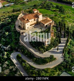 Santuari de Sant Salvador, 09.01.2020, Luftbild, Spanien, Balearen, Mallorca, Arta Stockfoto