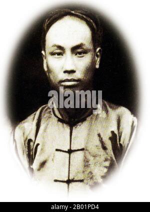 China: Chen Duxiu (8. Oktober 1879 bis 27. Mai 1942), führende Persönlichkeit der Bewegung vom 4. Mai, Mitbegründer der Kommunistischen Partei Chinas, Pädagoge, Philosoph, Politiker, um 1920er Jahre Chen Duxiu spielte viele verschiedene Rollen in der chinesischen Geschichte. Er war eine führende Figur in der antiimperialen Xinhai-Revolution und der Bewegung des Vierten Mai für Wissenschaft und Demokratie. Zusammen mit Li Dazhao war Chen 1921 Mitbegründer der Kommunistischen Partei Chinas. Er war sein erster Generalsekretär. Chen war Pädagoge, Philosoph und Politiker. Sein Stammhaus war in Anqing, Anhui. Stockfoto