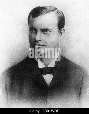 USA/Thailand: Dr. Marion Alonzo Cheek (14. Juli 1853 - 1895), Arzt und Geschäftsmann in Chiang Mai, 1875-1895. Marion Alonzo Cheek, geboren in Orange County, North Carolina, studierte Medizin an der Medizinstudium, bevor er 1874 vom Presbyterianischen Missionar Daniel McGilvary rekrutiert wurde, um mit der protestantischen Mission in Chiang Mai im Norden Thailands zu arbeiten. Cheeks Beziehung zu McGilvary und der Mission wurde bald sauer, aber Cheek, der mehr daran interessiert war, Geld zu verdienen und das gute Leben zu genießen, machte sich bald als Geschäftsmann in der lokalen Holzwirtschaft auf. Stockfoto