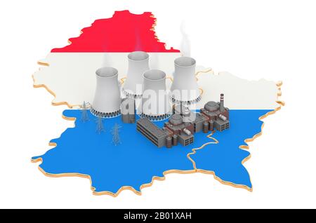 Kernkraftwerke in Luxemburg, 3D-Rendering isoliert auf weißem Hintergrund Stockfoto