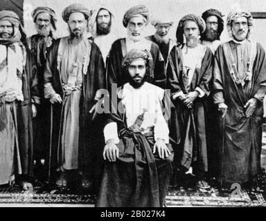 Al-Wasik Billah al-Majid Sayyid Taimur bin Faisal bin Turki, KCIE, CSI (1885-1965) (Arabisch: تيمور بن فيصل بن تركي‎) war vom 5. Oktober 1913 bis zum 10. Februar 1932 Sultanin von Muscat und Oman. Er wurde bei Muscat geboren und trat die Nachfolge seines Vaters Faisal bin Turki, des Sultans von Muscat und des Oman als Sultan an. Stockfoto