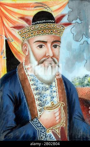 Dost Mohammad Khan (* 23. Dezember 173 in Afghanistan; † 9. Juni 1863) war zwischen 1826 und 1863 der Emir von Afghanistan. Er regierte zunächst von 1826 bis 1839 und dann von 1843 bis 1863. Er war der elfte Sohn von Sardar Pāyendah Khan (Chef des Barakzai-Stammes), der von Zaman Shah Durrani im Jahr 1799 getötet wurde. Er war der Enkel von Hajji Jamal Khan, der die Barakzai-Dynastie in Afghanistan gründete. Dost Mahommed gehörte zur Volksgruppe der Paschtun. Stockfoto