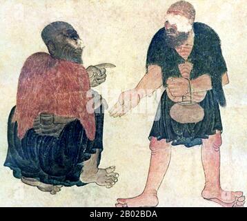 Siyah Kalem oder 'Black Pen' ist die Bezeichnung für die Malschule aus dem 15. Jahrhundert, die Mehmed Siyah Kalem zugeschrieben wird. Von seinem Leben ist nichts bekannt, aber seine Arbeit deutet darauf hin, dass er zentralasiatischen Turkurgen und mit Lager- und Militärleben gründlich vertraut war. Die Gemälde erscheinen in den "Conqueror's Albums", so benannt, weil zwei Porträts von Sultan Mehmed II. Dem Conqueror in einem von ihnen vorhanden sind. Die Alben bestehen aus Miniaturen, die aus den Handschriften des 14., 15. Und frühen 16. Jahrhunderts stammen, und eine Reihe von Gemälden trägt die Aufschrift "Werk des Meisters Muḥammad Siyah Kalem". Som Stockfoto