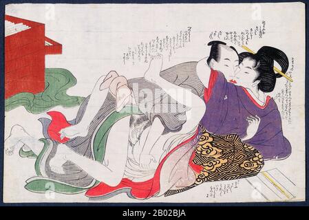 Kitagawa Utamaro (ca. * 1750-31.Oktober, 15763) war ein japanischer Druckerei-Maler, der als einer der größten Künstler von Holzholzdrucken (ukiyo-e) gilt. Er ist vor allem für seine meisterhaft zusammengestellten Studien von Frauen bekannt, die als Bijinga bekannt sind. Er produzierte auch Naturstudien, insbesondere illustrierte Bücher von Insekten. Stockfoto