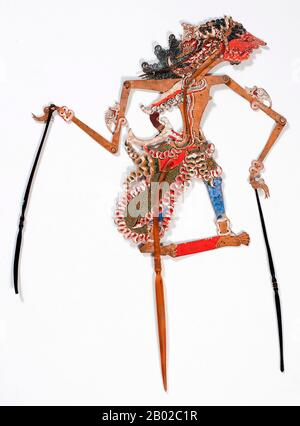 Wayang ist ein javanisches Wort für bestimmte Arten von Theater (wörtlich "Schatten"). Wenn der Begriff auf Arten von Puppentheater verweist, wird die Puppe selbst manchmal als Wayang bezeichnet. Aufführungen von Schattenpuppentheatern werden von Gamelan in Java begleitet. Die UNESCO ernannte Wayang Kulit, ein Schattenpuppentheater und das bekannteste des indonesischen Wayang, am 7. November 2003 zu einem Meisterwerk des Oralen und Immateriellen Erbes Der Menschheit. Stockfoto