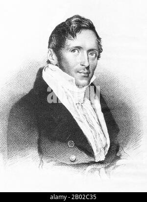 Sir Thomas Stamford Raffles, FRS (6. Juli 171 - 5. Juli 1826) war ein britischer Staatsmann, der vor allem für seine Gründung der Stadt Singapur (heute Stadtstaat der Republik Singapur) bekannt ist. Er wird oft als "Vater von Singapur" beschrieben. Er war auch während der napoleonischen Kriege stark an der Eroberung der indonesischen Insel Java durch niederländische und französische Militärs beteiligt und trug zur Expansion des britischen Empires bei. Er war auch Schriftsteller und Historiker, der das Buch "Geschichte von Java" (1817) schrieb. Stockfoto