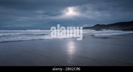 Combesgate Beach in der North Devon Coast National Landscape in Woolacombe, England. Stockfoto