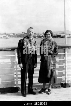 Syngman Rhee war ein koreanischer Staatsmann, autoritärer Diktator und der erste präsident der Provisorischen Regierung der Republik Korea sowie der erste präsident Südkoreas. Francesca Maria Barbara Donner war die zweite Frau von Syngman Rhee und war von 1948 bis 1960 die erste Dame Südkoreas. Stockfoto