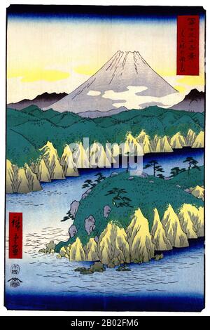 Sechsunddreißig Ansichten des Fuji (japanisch: 富士三十六景; Fuji Sanjū-Rokkei) ist der Titel zweier Holzblockdrucke des japanischen Ukiyo-e-Künstlers Andō Hiroshige, die den Fuji in verschiedenen Jahreszeiten und Wetterbedingungen von verschiedenen Orten und Entfernungen darstellen. Die Serie von 1852 ist im Querformat ausgerichtet, die Serie von 1858 im Hochformat. Utagawa Hiroshige (歌川 広重, * um die Welt der Künstler) (* um die Welt der  ; † 12. Oktober 1858) war ein japanischer Ukiyo-e-Künstler und einer der letzten großen Künstler dieser Tradition. Er wurde auch als Andō Hiroshige (安藤 広重) bezeichnet (eine unregelmäßige Kombination von Familiennamen und Stockfoto