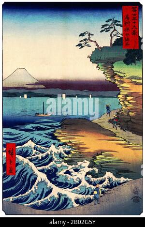 Sechsunddreißig Ansichten des Fuji (japanisch: 富士三十六景; Fuji Sanjū-Rokkei) ist der Titel zweier Holzblockdrucke des japanischen Ukiyo-e-Künstlers Andō Hiroshige, die den Fuji in verschiedenen Jahreszeiten und Wetterbedingungen von verschiedenen Orten und Entfernungen darstellen. Die Serie von 1852 ist im Querformat ausgerichtet, die Serie von 1858 im Hochformat. Utagawa Hiroshige (歌川 広重, * um die Welt der Künstler) (* um die Welt der  ; † 12. Oktober 1858) war ein japanischer Ukiyo-e-Künstler und einer der letzten großen Künstler dieser Tradition. Er wurde auch als Andō Hiroshige (安藤 広重) bezeichnet (eine unregelmäßige Kombination von Familiennamen und Stockfoto