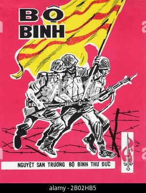 Die Armee der Republik Vietnam (ARVN) war die vom 26. Oktober 1955 bis zum Fall Saigons am 30. April 1975 bestehenden Landstreitkräfte der Republik Vietnam (Südvietnamesen). Nach dem Sturz Saigons und dem kommunistischen Sieg wurde die ARVN aufgelöst. Während einige Mitglieder aus dem Land in die Vereinigten Staaten oder anderswo geflohen waren, wurden Hunderttausende ehemaliger ARVN-Soldaten von der neu Vereinten kommunistischen vietnamesischen Regierung in Umerziehungslager geschickt. Stockfoto