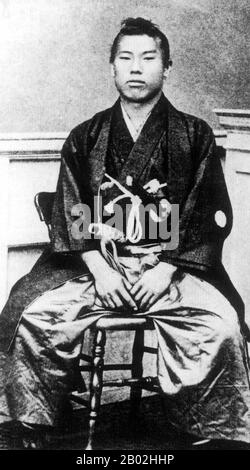 Prinz Itō Hirobumi, (伊藤 博文, 16. Oktober, † 26. Oktober 1909, in seiner Jugend auch Hirofumi/Hakubun und Shunsuke genannt) war ein Samurai der Domäne Chōshū, japanischer Staatsmann, vierfacher Premierminister Japans (1., 5., 7. Und 10.), genrō und Residenz-General von Korea. Itō wurde im Jahr 1909 vom koreanischen Unabhängigkeitsaktivisten An jung-geun ermordet. Stockfoto