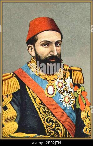 Abdul Hamid II. (Osmanisch-türkisch: عبد الحميد ثانی, 'Abdü'l-Ḥamīd-i sânî; türkisch: İkinci Abdülhamit; 22. September 1842 - 10. Februar 1918) war der 34. Sultan des Osmanenreiches und der letzte Sultan, der eine effektive autokratische Kontrolle über den fraktionierenden Staat ausübt. Er überwachte eine Zeit des Machtabschwungs und des Ausmaßes des Kaiserreichs, einschließlich weitverbreiteter Pogrome und Regierungsmassakre gegen die Minderheiten des Kaiserreichs (nach ihm die hamidischen Massaker genannt) sowie eines Attentatsversuchs, Urteil vom 31. August 1876 bis zur Entmachtung kurz nach der Jungen Türkischen Revolution von 1908, am Stockfoto