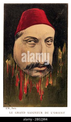 Abdul Hamid II. (Osmanisch-türkisch: عبد الحميد ثانی, 'Abdü'l-Ḥamīd-i sânî; türkisch: İkinci Abdülhamit; 22. September 1842 - 10. Februar 1918) war der 34. Sultan des Osmanenreiches und der letzte Sultan, der eine effektive autokratische Kontrolle über den fraktionierenden Staat ausübt. Er überwachte eine Zeit des Machtabschwungs und des Ausmaßes des Kaiserreichs, einschließlich weitverbreiteter Pogrome und Regierungsmassakre gegen die Minderheiten des Kaiserreichs (nach ihm die hamidischen Massaker genannt) sowie eines Attentatsversuchs, Urteil vom 31. August 1876 bis zur Entmachtung kurz nach der Jungen Türkischen Revolution von 1908, am Stockfoto