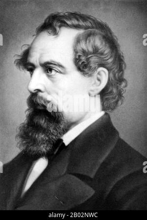 Charles John Huffam Dickens (7. Februar 1812 - 9. Juni 1870) war ein englischer Schriftsteller und Gesellschaftskritiker. Er schuf einige der bekanntesten fiktiven Figuren der Welt und gilt allgemein als der größte Romanautor der viktorianischen Zeit. Während seines Lebens erfreuten sich seine Werke einer beispiellosen Popularität, und bis zum zwanzigsten Jahrhundert wurde er von Kritikern und Gelehrten weithin als literarisches Genie angesehen. Seine Romane und Kurzgeschichten sind weiterhin weit verbreitet. Dickens wurde im englischen Portsmouth geboren und musste die Schule verlassen, um in einer Fabrik zu arbeiten, als sein Vater ins Schuldnergefängnis geworfen wurde. Altho Stockfoto