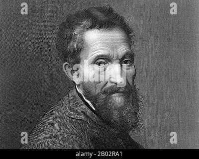 Michelangelo di Lodovico Buonarroti Simoni (6. März 1475 - 18. Februar 1564), allgemein bekannt als Michelangelo, war ein italienischer Bildhauer, Maler, Architekt, Dichter, Und Ingenieur der Hochrenaissance, der einen unvergleichlichen Einfluss auf die Entwicklung der westlichen Kunst Ausübt, Die Als der größte lebende Künstler seiner Zeit gilt, ist er seitdem einer der größten Künstler aller Zeiten. Obwohl er nur wenige Nachforschungen über die Künste machte, war seine Vielseitigkeit in den Disziplinen, die er in Anspruch nahm, von so hoher Ordnung, dass er oft als Anwärter auf den Titel des archetypischen Renaissance-Mannes, alo, angesehen wird Stockfoto