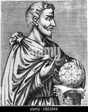 Pythagoras der Samian war ein ionischer griechischer Philosoph, Mathematikhistoriker und Gründer der religiösen Bewegung namens Pythagoreanismus. Die meisten Informationen über Pythagoras wurden Jahrhunderte nach seinem Leben niedergeschrieben, so dass nur sehr wenig verlässliche Informationen über ihn bekannt sind. Er wurde auf der Insel Samos geboren und war möglicherweise in seiner Jugend weit gereist und besuchte Ägypten und andere Orte, die nach Wissen suchten. Pythagoras leistete im späten 6. Jahrhundert v. Chr. einflussreiche Beiträge zur Philosophie und Religion. Er wird oft als großer Mathematikhistoriker, Mystiker und Wissenschaftler verehrt und ist am bekanntesten für die Pyt Stockfoto