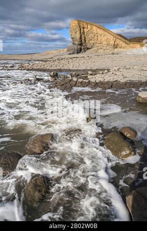 Nash Point Coastline Kalksteinpflaster Felsformationen Geologie geologische Formationen, Fossilien, Felsenpools, glamorgan Heritage Coast South wales UK gb Stockfoto