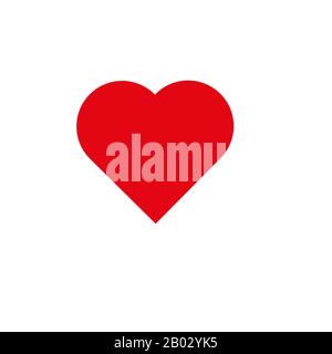 Herzsymbol Vektor. Symbol für perfekte Liebe. Valentinstag Schild, auf weißem Hintergrund isoliertes Emblem mit Schatten, flacher Stil für Grafik- und Webdesign. Stock Vektor