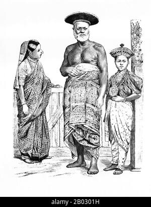 Von 1861 bis 1890 veröffentlichte die Münchner Verlagsgesellschaft von Braun und Schneider Platten historischer und zeitgenössischer Tracht in ihrer Zeitschrift Munchener Bilderbogen. Diese Platten wurden schließlich in Buchform gesammelt und um die Jahrhundertwende in Deutschland und England veröffentlicht. Stockfoto
