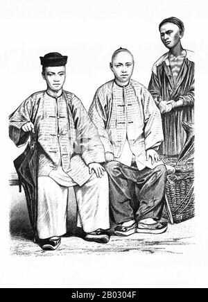 Von 1861 bis 1890 veröffentlichte die Münchner Verlagsgesellschaft von Braun und Schneider Platten historischer und zeitgenössischer Tracht in ihrer Zeitschrift Munchener Bilderbogen. Diese Platten wurden schließlich in Buchform gesammelt und um die Jahrhundertwende in Deutschland und England veröffentlicht. Stockfoto