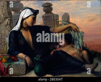 Anna Maria Elisabeth Lisinska Jerichau-Baumann (* 21. November, † 11. Juli 1881 in Kopenhagen) war eine polnischdänische Malerin. Sie war mit dem Bildhauer Jens Adolf Jerichau verheiratet. Fellah (arabisch: Fallah, Plural Fellahin) ist ein Bauer, Bauer oder Landarbeiter im Nahen Osten und Nordafrika. Das Wort leitet sich vom arabischen Wort für Pflüger oder Deichsel ab. Stockfoto