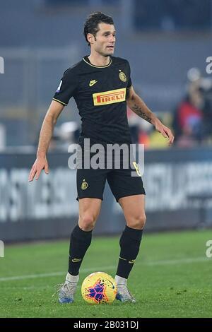 Rom, Italien. Februar 2020. Antonio Candreva vom FC Internazionale beim Serie-A-Spiel zwischen Lazio und Inter Mailand im Stadio Olimpico, Rom, Italien am 16. Februar 2020. Foto von Giuseppe Maffia. Kredit: UK Sports Pics Ltd/Alamy Live News Stockfoto