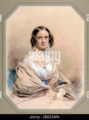 Charles Robert Darwin, FRS (12. Februar 1809 - 19. April 1882) war ein englischer Naturforscher und Geologe, der vor allem für seine Beiträge zur Evolutionstheorie bekannt ist. Er stellte fest, dass alle Lebensarten im Laufe der Zeit von gemeinsamen Vorfahren abstammen, Und in einer gemeinsamen Veröffentlichung mit Alfred Russel Wallace führte er seine wissenschaftliche Theorie ein, dass dieses Verzweigungsmuster der Evolution aus einem Prozess resultierte, den er natürliche Auswahl nannte, bei dem der Kampf um Existenz eine ähnliche Wirkung hat wie die künstliche Auswahl, die in der selektiven Züchtung involviert ist. Darwin veröffentlichte seine Evolutionstheorie mit Co Stockfoto