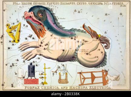 Der Spiegel der Urania; oder, eine Sicht auf Den Himmel ist ein Satz von 32 astronomischen Sternkarten, die erstmals im November 1824 veröffentlicht wurden. Sie hatten Illustrationen, die auf Alexander Jamiesons A Celestial Atlas basierten, aber durch das Hinzufügen von Löchern, die in ihnen gestochen wurden, konnten sie bis zu einem Licht gehalten werden, um eine Darstellung der Sterne des Sternenbildes zu sehen. Sie wurden von der Sidney Hall eingraviert und sollen von "einer Dame" entworfen worden sein, wurden aber seitdem als die Arbeit des Reverend Richard Rouse Bloxam identifiziert, eines Assistenzmeisters an der Rugby School. Das Cover des Box-Sets zeigte eine Darstellung der Urania, der Muse der Astronomie, an Stockfoto