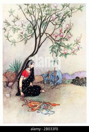 Warwick Goble (* 22. November 1862 in London; † 22. Januar 1943) war ein Illustrator von Kinderbüchern. Er spezialisierte sich auf orientalistische und indische Themen. Goble wurde in Dalston im Norden Londons als Sohn eines Geschäftsreisenden geboren und an der City of London School und der Westminster School of Art ausgebildet und Ausgebildet. Er arbeitete für einen Drucker, der sich auf Chromolithographie spezialisiert hatte und an der Pall Mall Gazette und der Westminster Gazette mitwirkte. Er wurde im Jahr 1909 Resident Gift Book Illustrator für MacMillan und produzierte Illustrationen für Die Wasserbabys, Green Willow und Andere japanische Märchen, The Co Stockfoto