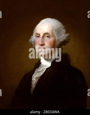 George Washington (22. Februar 1732 - 14. Dezember 1799) war der erste Präsident der Vereinigten Staaten (1789-97), der Oberbefehlshaber der kontinentalen Armee während des amerikanischen Unabhängigkeitskrieges und einer der Gründungsväter der Vereinigten Staaten. Er leitete den Konvent, der die aktuelle Verfassung der Vereinigten Staaten entworfen hatte und zu seinen Lebenszeit "Vater seines Landes" genannt wurde. Stockfoto