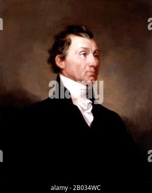 James Monroe (28. April 1758 - 4. Juli 1831) war der fünfte Präsident der Vereinigten Staaten, der zwischen den Jahren von 18-1830-18325 diente. Monroe war der letzte präsident, der ein Gründungsvater der Vereinigten Staaten und der letzte präsident aus der Virginianischen Dynastie und der republikanischen Generation war. Er sammelte Erfahrungen als Executive als Gouverneur von Virginia und stieg als Diplomat in Frankreich zu nationaler Bedeutung auf, als er bei den Verhandlungen über den Louisiana Purchase im Jahr 1803 half. Während des Krieges von 1812 hatte Monroe die kritischen Funktionen des Außenministers und des Kriegsministers unter Präsident James Madison inne. Stockfoto