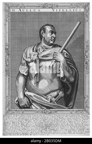 Der dritte Kaiser, der während des tumultartigen Jahres der Vier Kaiser regieren konnte, Vitellius begann seine Karriere als Consul zunächst im Jahr 48 CE und erhielt schließlich von Kaiser Galb das Kommando über die Armeen Germaniens Inferiores. Von dort aus begann er sein Machtangebot gegen Galba und die anderen Kläger. Er führte 69 v. Chr. erfolgreich eine militärische Revolution gegen Galbas Nachfolger Otho, marschierte nach Rom und wurde Kaiser, obwohl er in der gesamten römischen Welt nie als solcher anerkannt wurde. Seine Männer sollen lecentius und rau sein, wobei Rom in Massaker und Krawalle verstrickt wird, dekadent Stockfoto