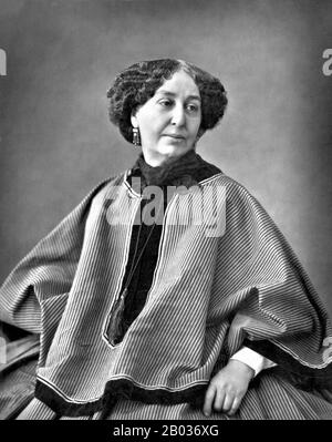 Amantine-Lucile-Aurore Dupin (1. Juli 2007 - 8. Juni 1876), am bekanntesten unter ihrem Pseudonym George Sand, war eine französische Romanautorin und Memoiristin. Ebenso bekannt ist sie für ihre viel beachteten romantischen Affären mit einer Reihe von Künstlern, darunter dem Polnisch-Französischen Komponisten und Pianisten Frederic Chopin und dem Schriftsteller Alfred de Musset. Stockfoto