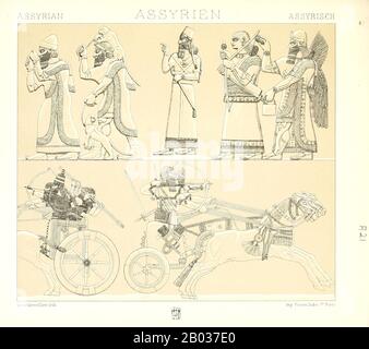 Aus Geschichte des kostüms in chronologischer entwicklung (Geschichte der Tracht in chronologischer Entwicklung) von Racinet, A. (Auguste), 1825-1893. Und Rosenberg, Adolf, 1850-1906, Band 1 gedruckt in Berlin im Jahr 1888 Stockfoto