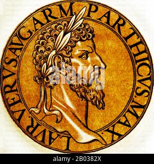 Der 130 geborene Luzius Ceionius Commodus (130-169) änderte seinen Namen in Luzius Aelius Commodus, als sein Vater von Hadrian als sein Erbe adoptiert wurde. Als Luzius' Vater, der denselben Namen teilte, 138 CE starb, wurde Luzius von Antoninus Pius neben Marcus Aurelius adoptiert. Luzius, der nun Luzius Aelius Aureius Commodus genannt wird, würde nach seiner Thronbesteigung zum Mitkaiser im Jahr 161 schließlich Luzius Verus werden, der die Macht mit Marcus Aurelius im Rahmen der Forderungen, die dieser an den römischen Senat stellte, teilte, als er Kaiser wurde. Während ihrer Regierungszeit besiegte das Reich ein erneut drängendes parthisches Reich und ließ den Kapit erlegen Stockfoto