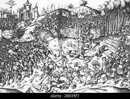 Maximilian I. (22. März 1459 - 12. Januar 1519), Sohn von Friedrich III., Heiliger römischer Kaiser, Und Eleanor von Portugal, war König der Römer (auch als König der Deutschen bekannt) von 1486 und Heiliger römischer Kaiser von 1508 bis zu seinem Tod, obwohl er in Wirklichkeit nie vom Papst gekrönt wurde, war die Reise nach Rom immer zu riskant. Er hatte die letzten zehn Jahre der Regentschaft seines Vaters gemeinsam mit seinem Vater regiert, vom c 1483. Er erweiterte den Einfluss des Hauses Habsburg durch Krieg und seine Heirat 1477 auf Maria von Burgstall, die Erbin des Herzogthums von Burgstall, aber er verlor auch Die Aus Stockfoto