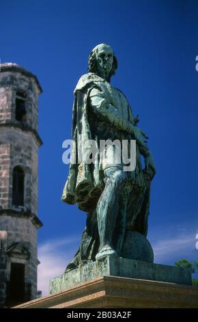 Christoph Kolumbus (ca. Oktober 1451 - 20. Mai 1506) war ein Seefahrer, Kolonisator und Entdecker aus Genua, Italien, dessen Reisen über den Atlantik zu einem allgemeinen europäischen Bewusstsein der amerikanischen Kontinente in der westlichen Hemisphäre führten. Mit seinen vier Erkundungsreisen und mehreren Versuchen, eine Siedlung auf der Insel Hispaniola zu gründen, die alle von der Stadt von Isella I. von Kastile finanziert wurden, leitete er den Prozess der spanischen Kolonisierung ein, der die allgemeine europäische Kolonisierung der "neuen Welt" vorauseilte. Cárdenas ist auf einem leicht zu befolgenden Rastermuster aufgebaut und zentriert sich auf der Catedral de la I Stockfoto