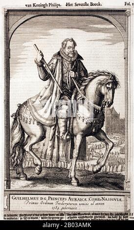 William I., Prinz von Orange (1533-1584), auch bekannt als William the Silent und William the Taciturn, war der Gründer des Hauses Orange-Nassau, was ihn zum Vorfahren der heutigen niederländischen Monarchie machte. In den Niederlanden wird er auch gerne als Vaterlandvater in Erinnerung behalten. Stockfoto