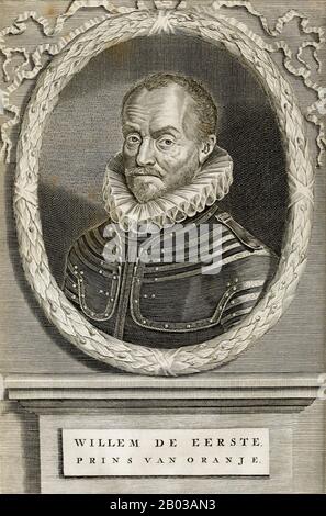 William I., Prinz von Orange (1533-1584), auch bekannt als William the Silent und William the Taciturn, war der Gründer des Hauses Orange-Nassau, was ihn zum Vorfahren der heutigen niederländischen Monarchie machte. In den Niederlanden wird er auch gerne als Vaterlandvater in Erinnerung behalten. Stockfoto