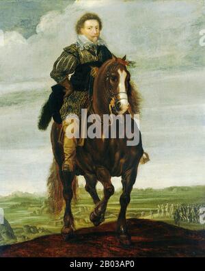 Frederik Hendrik/Frederick Henry (1584-1647) war regierender Fürst von Orange und Stadtolder von Holland, Guelders, Overijssel, Utrechter und Zeeland. Als jüngster Sohn des berühmten William the Silent war er der Halbbrüder des vorherigen Prince of Orange und seines Vorgängers Maurice, der 1625 verstarb. Stockfoto