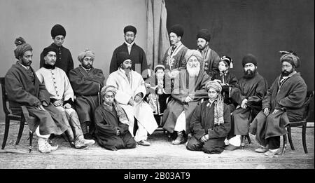 Dost Mohammad Khan (1793-1863) war Emir von Afghanistan und der Gründer der Barakzai-Dynastie. Als Sohn des Barakzai-Tribe-Chefs diente Dost Mohammad unter der Durrani-Dynastie, bis sein älterer Bruder im Jahr 183 von Mahmud Shah Durrani ermordet wurde, dem früheren Emir von Afghanistan, den sie gerade auf dem Thron wiederhergestellt hatten. Diese Aktion machte die Feindschaft des Stammes aus, der Shah Durrani überwarf. Stockfoto